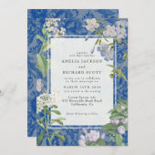 Modern Dusty Blue & White bloemenbruiloft Kaart (Voorkant / Achterkant)