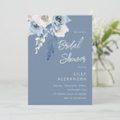 Modern Dusty Blue & White Floral Vrijgezellenfeest Kaart (Staand voorkant)