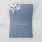 Modern Dusty Blue & White Floral Wedding Bedankkaart (Binnen)