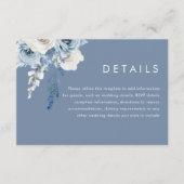 Modern Dusty Blue & White Floral Wedding Details Informatiekaartje (Voorkant)