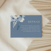 Modern Dusty Blue & White Floral Wedding Details Informatiekaartje