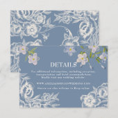 Modern Dusty Blue & White Floral Wedding Informatiekaartje (Voorkant / Achterkant)