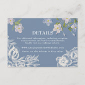 Modern Dusty Blue & White Floral Wedding Informatiekaartje (Voorkant)