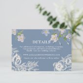 Modern Dusty Blue & White Floral Wedding Informatiekaartje (Staand voorkant)