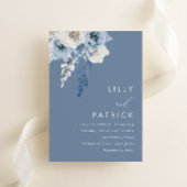 Modern Dusty Blue & White Floral Wedding Kaart