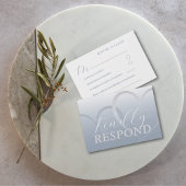 Modern Dusty Blue & White Heart RSVP Bruiloft