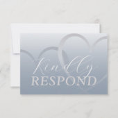 Modern Dusty Blue & White Heart RSVP Bruiloft (Voorkant)