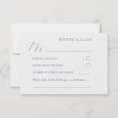 Modern Dusty Blue & White Heart RSVP Bruiloft (Achterkant)