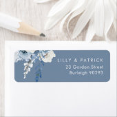 Modern Dusty Blue White Return Address Wedding Etiket (Insitu)