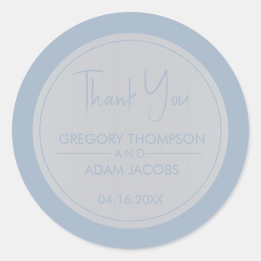 Modern Dusty Blue & White Wedding Favor Ronde Sticker (Voorkant)