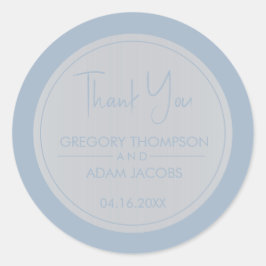 Modern Dusty Blue & White Wedding Favor Ronde Sticker