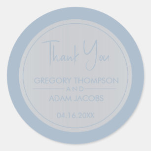 Modern Dusty Blue & White Wedding Favor Ronde Sticker