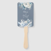 Modern Dusty Blue Wildflower huwelijksprogramma Handwaaier (Voorkant)