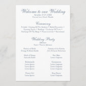 Modern Dusty Blue Wildflower huwelijksprogramma Programmakaart (Achterkant)