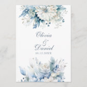 Modern Dusty Blue Wildflower huwelijksprogramma Programmakaart (Voorkant)