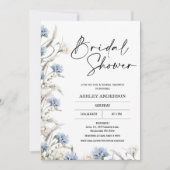 Modern Dusty Blue Wildflowers Vrijgezellenfeest Kaart (Voorkant)