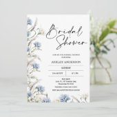 Modern Dusty Blue Wildflowers Vrijgezellenfeest Kaart (Staand voorkant)