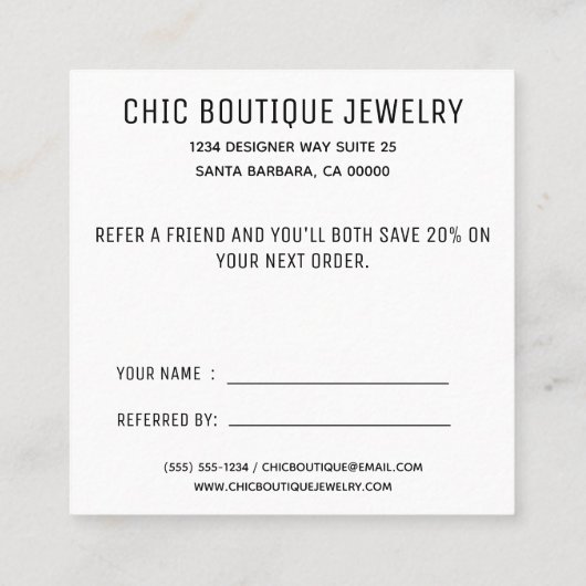 Modern Dusty Blue Win Refer een vriend Aanbevelingskaartje (Achterkant)