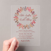 Modern Dusty Blue Zee Shell Beach Ocean Wedding Acryl Uitnodigingen (Insitu (Draagbaar))