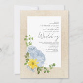 Modern Dusty Blue Zonnebloem Bloemen Boho Bruiloft Kaart (Voorkant)