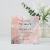 Modern Dusty Coral Abstract Brush Strokes Wedding Kaart (Staand voorkant)
