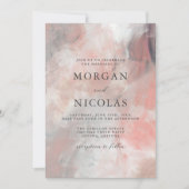 Modern Dusty Coral Abstract Brush Strokes Wedding Kaart (Voorkant)