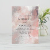 Modern Dusty Coral Abstract Brush Strokes Wedding Kaart (Staand voorkant)