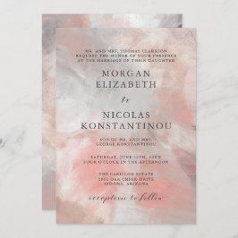 Modern Dusty Coral Abstract Brush Strokes Wedding Kaart