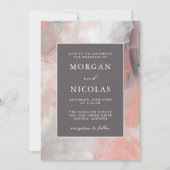 Modern Dusty Coral and Grey Brush Strokes Wedding Kaart (Voorkant)