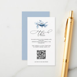 Modern Dusty Floral QR Code Wedding Details Informatiekaartje