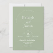 Modern Dusty Green Boho Wedding Foto QR Code RSVP Kaart (Voorkant)