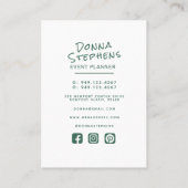 Modern Dusty Green Eenvoudige Hand Lettered Minima Visitekaartje (Achterkant)