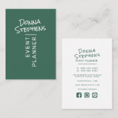 Modern Dusty Green Eenvoudige Hand Lettered Minima Visitekaartje (Voorkant / Achterkant)