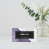 Modern Dusty Lavender Brushed Metal Marble Black Visitekaartje (Staand voorkant)