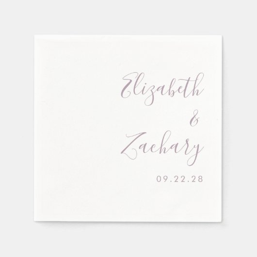 Modern Dusty Lavender Script Wedding Servet (Voorkant)