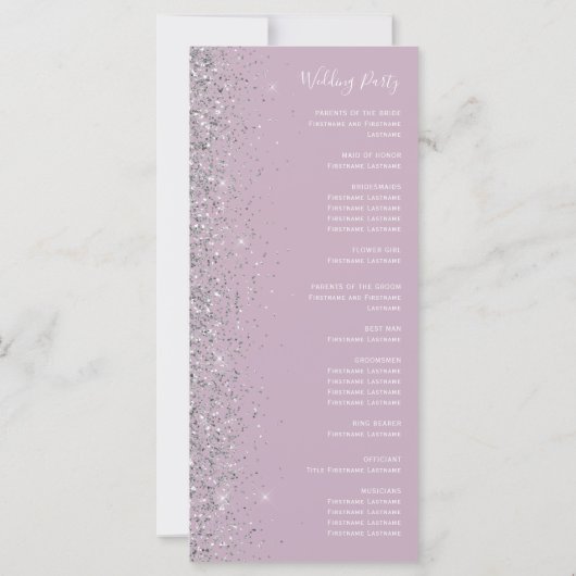 Modern Dusty Lilac Silver Glitter Wedding (Achterkant)