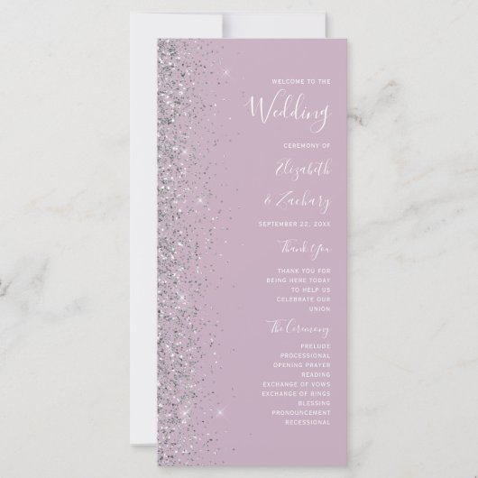 Modern Dusty Lilac Silver Glitter Wedding (Voorkant)