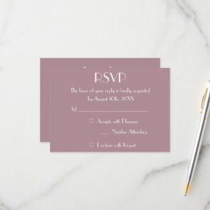 Modern Dusty Mauve Bruiloft RSVP Uitnodiging Kaart