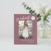 Modern Dusty Paars College High School Afstudeerde Briefkaart (Staand voorkant)