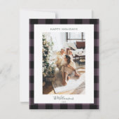 Modern Dusty Paars Pset Rustic-fotokerst Feestdagenkaart (Voorkant)