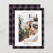 Modern Dusty Paars Pset Rustic-fotokerst Feestdagenkaart (Voorkant / Achterkant)