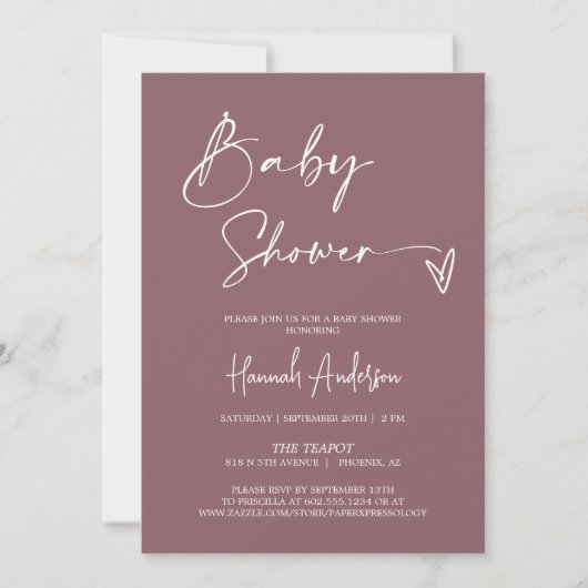 Modern Dusty Paarse Boho Baby shower QR Code Foto Kaart (Voorkant)