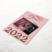 Modern Dusty Pink Afstuderen 2 Foto Afstuderen Folie Uitnodiging (Gedraaid)