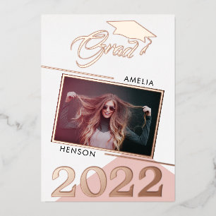 Modern Dusty Pink Afstuderen 2 Foto Afstuderen Folie Uitnodiging