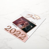 Modern Dusty Pink Afstuderen 2 Foto Afstuderen Folie Uitnodiging (Gedraaid)