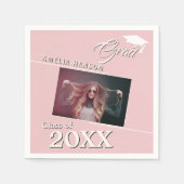 Modern Dusty Pink Afstuderen Fotogradatie Partij Servet (Voorkant)