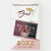 Modern Dusty Pink Afstuderen Fotogradatie Partij Spandoek (Verticaal)