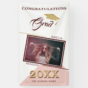 Modern Dusty Pink Afstuderen Fotogradatie Partij Spandoek