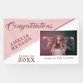 Modern Dusty Pink Afstuderen Fotogradatie Partij Spandoek (Horizontaal)