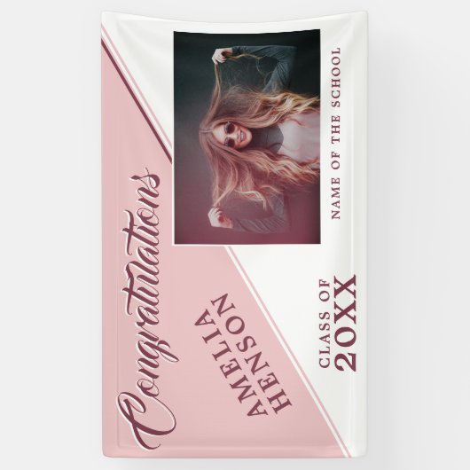 Modern Dusty Pink Afstuderen Fotogradatie Partij Spandoek (Verticaal)